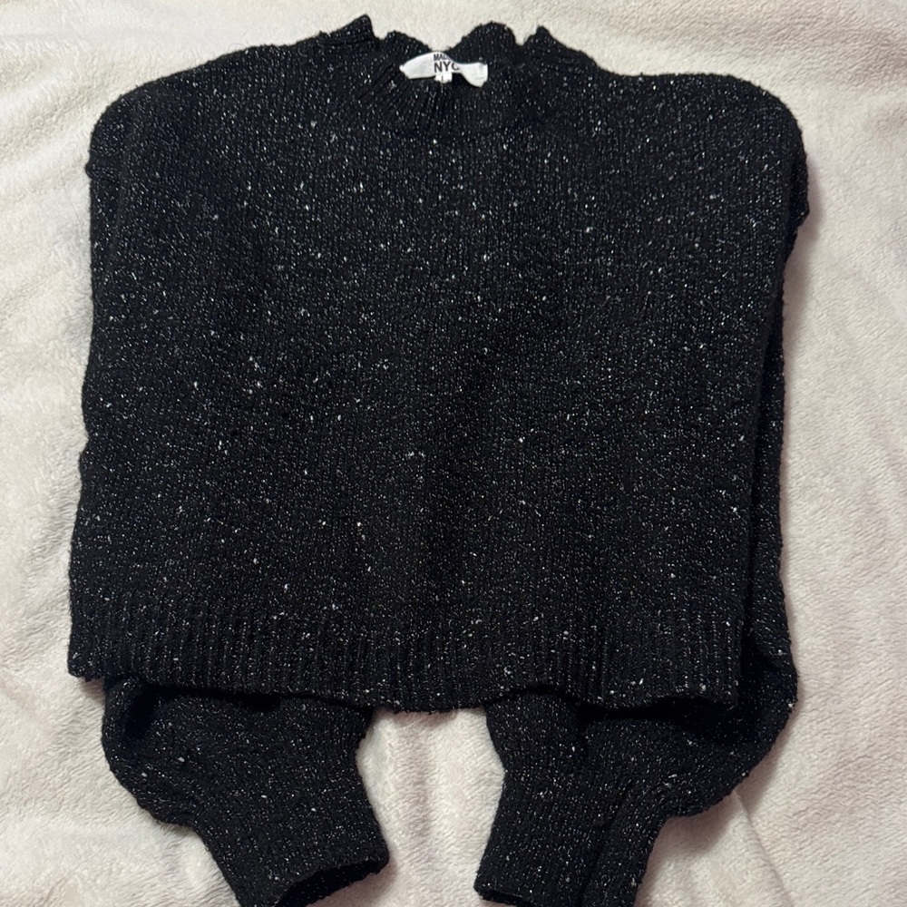 Elegant Black Speckled Turtleneck Sweater